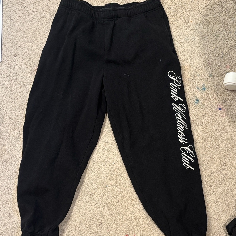 Pink Wellness Club Black Sweatpants - Picture 1 of 3